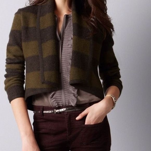 LOFT Jackets & Blazers - LOFT Merino Wool Olive Gray Sweater Cardigan NWOT
